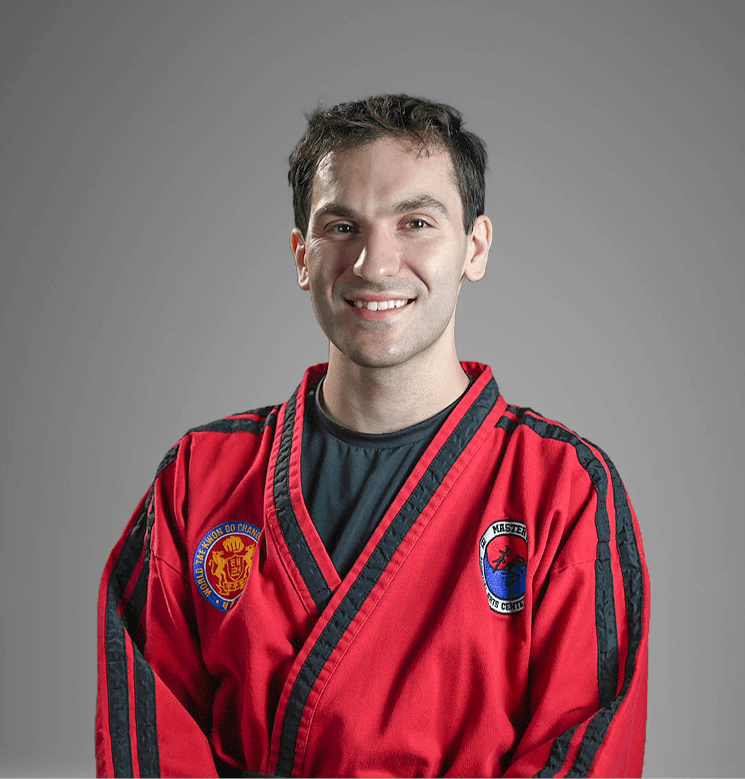 John Fournier in a red and black dobok